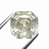 5.51ct 9.76x9.75x6.75mm GIA I1 Fancy Light Grey Green Yellow Antique Cut Corner Square Step Cut 28026-01