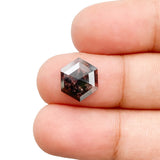 2.00ct | Salt & Pepper Hexagon Shape Rose Cut Lab Diamond