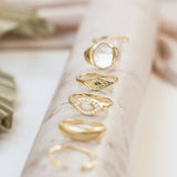 JaxKelly - Gold Rings - Emerald Evil Eye