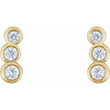 BEZEL SET THREE STONE STUDS | 14K | NATURAL DIAMOND