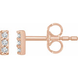 FRENCH SET 3-STONE BAR STUDS | 14K | NATURAL DIAMOND