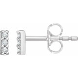 FRENCH SET 3-STONE BAR STUDS | 14K | NATURAL DIAMOND