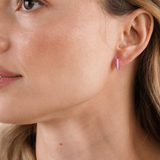 COLOR DIPPED RECTANGLE HOOP EARRINGS | POWDER PURPLE ENAMEL