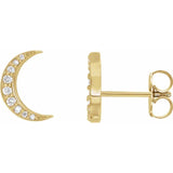 CRESCENT MOON STUDS | 14K | NATURAL DIAMOND