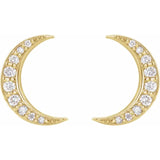 CRESCENT MOON STUDS | 14K | NATURAL DIAMOND