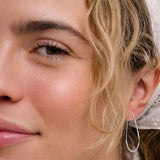 SILVER LONG OVAL HOOP EARRINGS