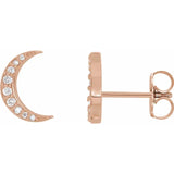 CRESCENT MOON STUDS | 14K | NATURAL DIAMOND