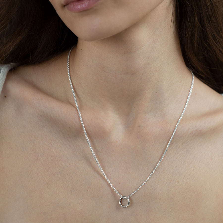 Circle Pendant Necklace - Chain Link Necklace (Silver) by Talisa