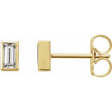 BEZEL SET NATURAL DIAMOND BAGUETTE STUDS | 14K
