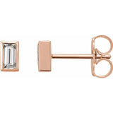 BEZEL SET NATURAL DIAMOND BAGUETTE STUDS | 14K