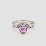 MATRIX HALO UNION (No.3) | 14K GOLD | AMETHYST | RAINBOW SAPPHIRES