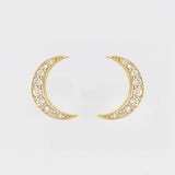 CRESCENT MOON STUDS | 14K | NATURAL DIAMOND