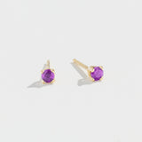 PRONG STUDS | 14K GOLD & AMETHYST