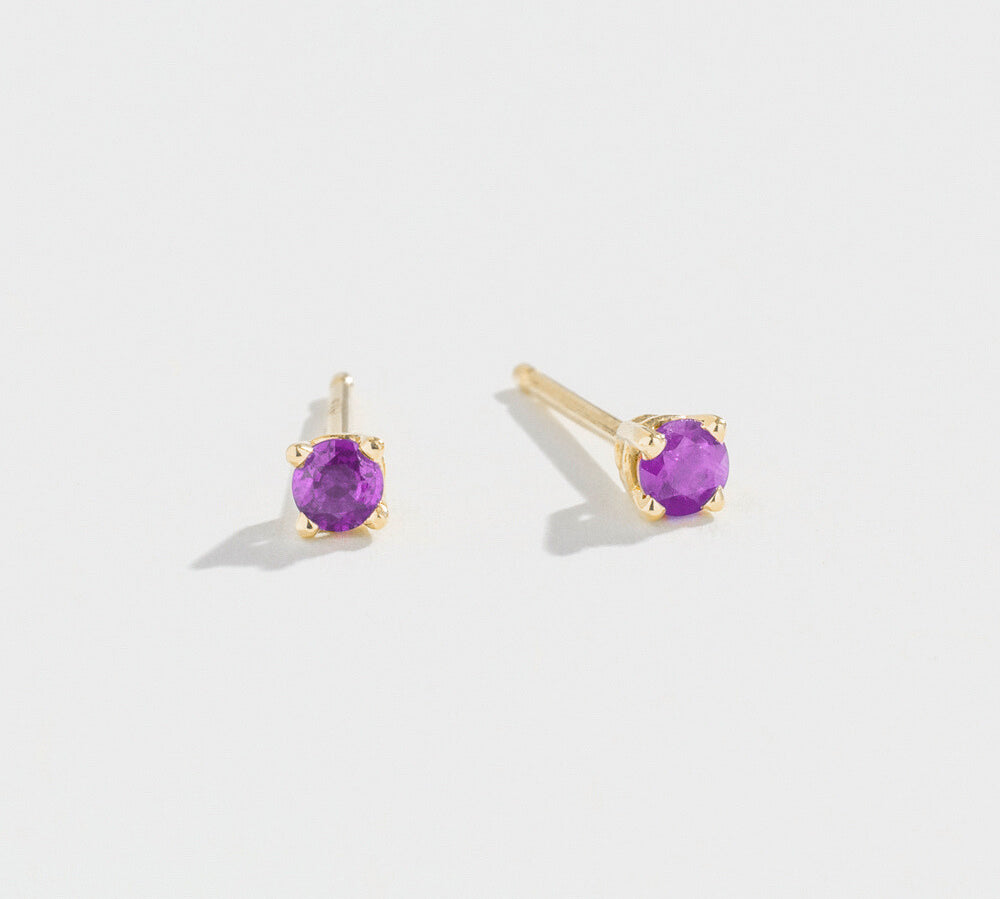 PRONG STUDS | 14K GOLD & AMETHYST