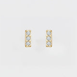 FRENCH SET 3-STONE BAR STUDS | 14K | NATURAL DIAMOND