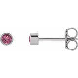 BEZEL SET PINK TOURMALINE STUDS | 14K
