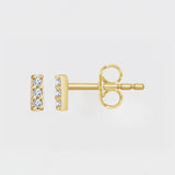 FRENCH SET 3-STONE BAR STUDS | 14K | NATURAL DIAMOND
