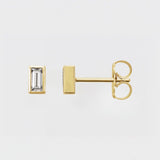 BEZEL SET NATURAL DIAMOND BAGUETTE STUDS | 14K