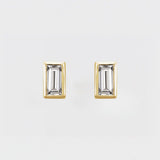 BEZEL SET NATURAL DIAMOND BAGUETTE STUDS | 14K