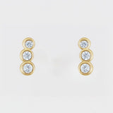 BEZEL SET THREE STONE STUDS | 14K | NATURAL DIAMOND