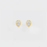 BEZEL SET PEAR STUDS | 14K | NATURAL DIAMOND