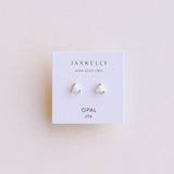 JaxKelly - Mini Energy Gem - White Opal - Gold Earrings