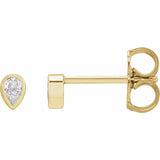 BEZEL SET PEAR STUDS | 14K | NATURAL DIAMOND