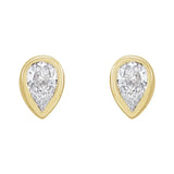 BEZEL SET PEAR STUDS | 14K | NATURAL DIAMOND