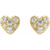 NATURAL DIAMOND HEART STUDS | 14K GOLD