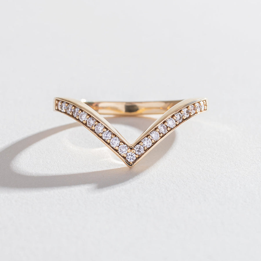 14K Rose Gold Diamond Chevron Ring, Shop 14k Rose Gold Stackable Rings