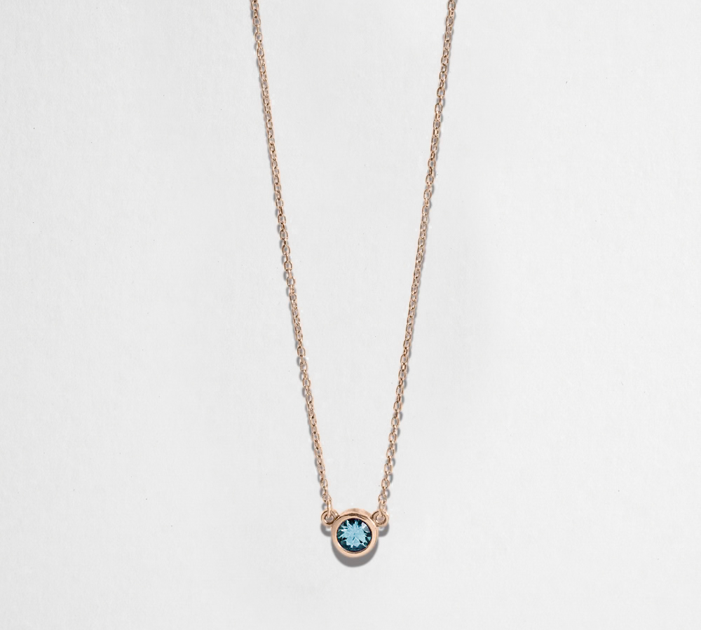 AQUAMARINE BEZEL NECKLACE  | 14K GOLD