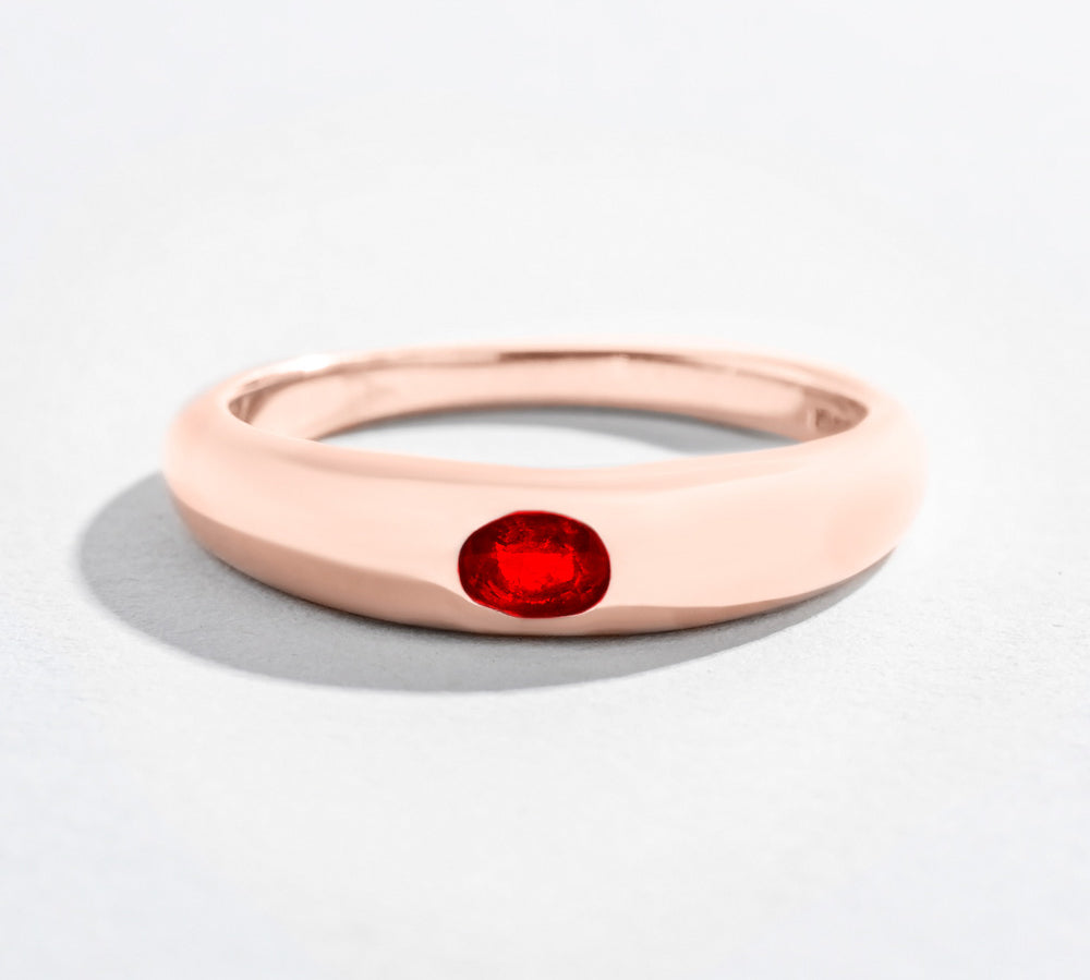 SINGLE GEM DOME RING | 14K GOLD | RUBY