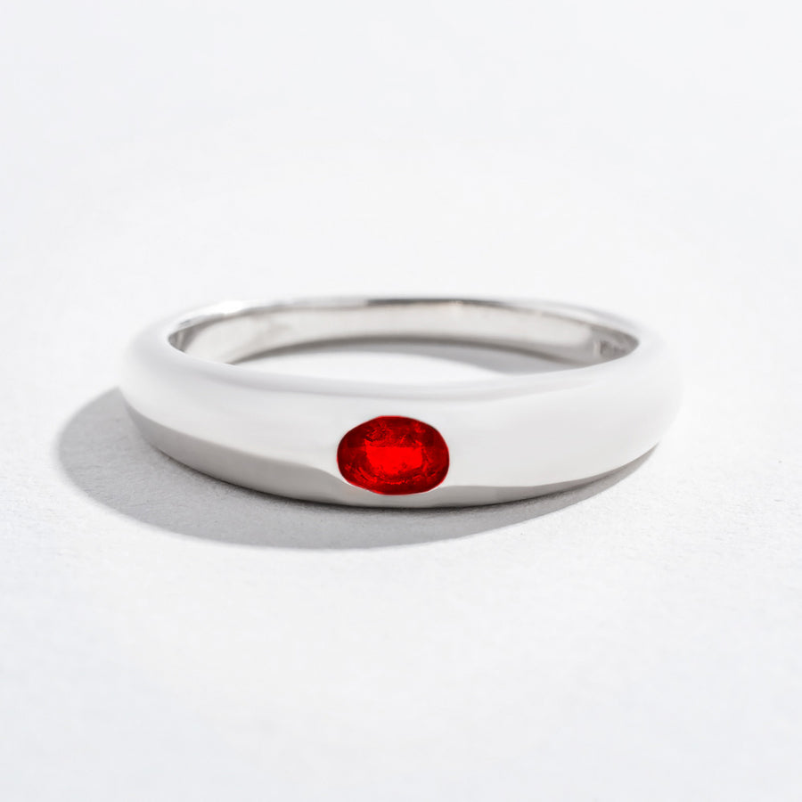 SINGLE GEM DOME RING | SILVER | RUBY