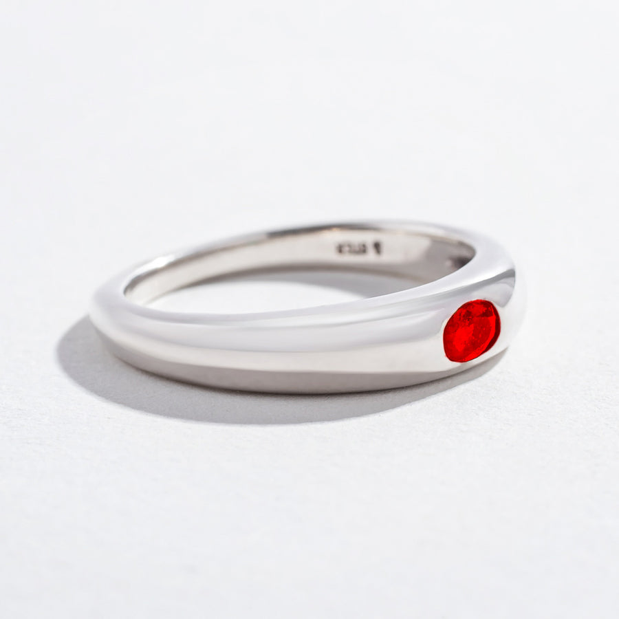 SINGLE GEM DOME RING | SILVER | RUBY