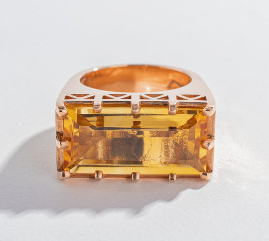EAST WEST STATEMENT RING | CITRINE