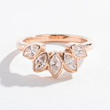 ORNATE 5 STONE MARQUIS DIAMOND CONTOUR WEDDING BAND