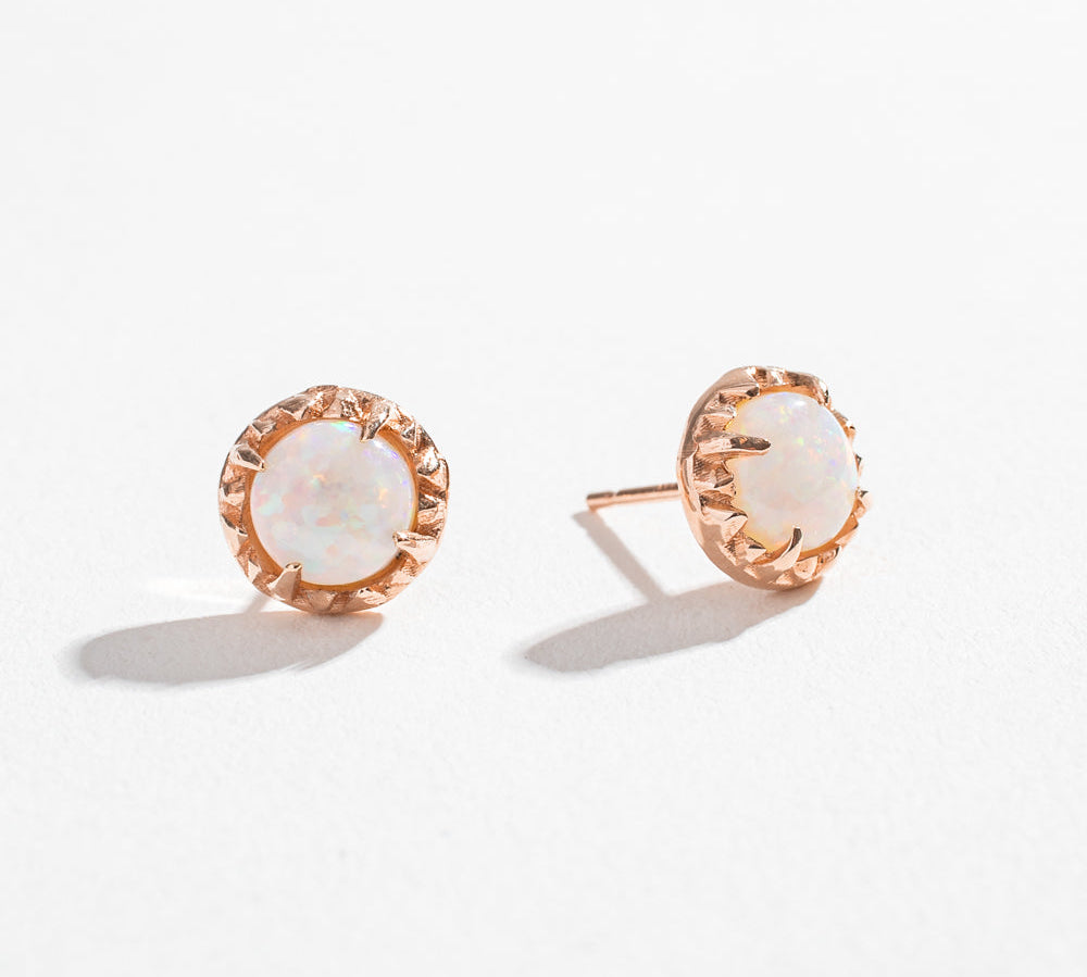 MATRIX HALO STUDS | 14K GOLD & OPAL