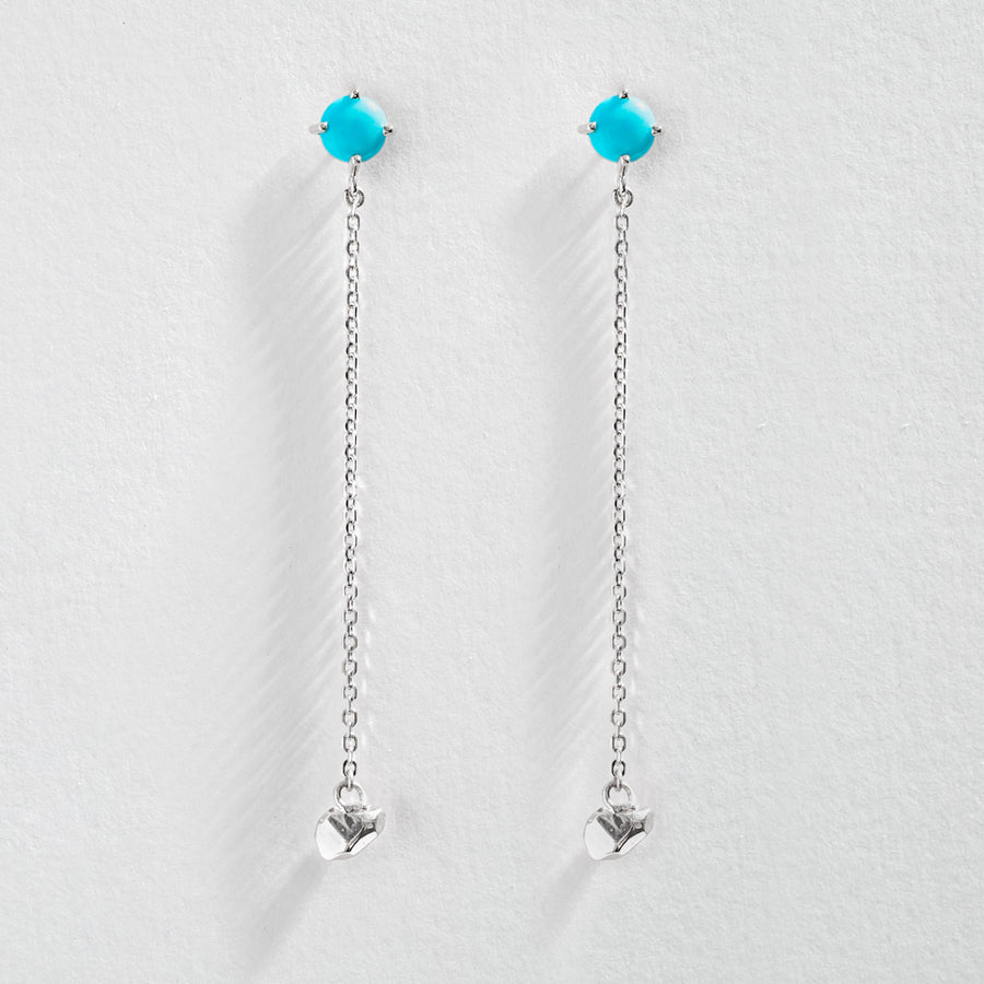 TURQUOISE DROP EARRINGS WITH CRYSTAL NUGGET | 14K GOLD