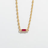 14K GOLD ROPE CHAIN NECKLACE | 18" | RUBY