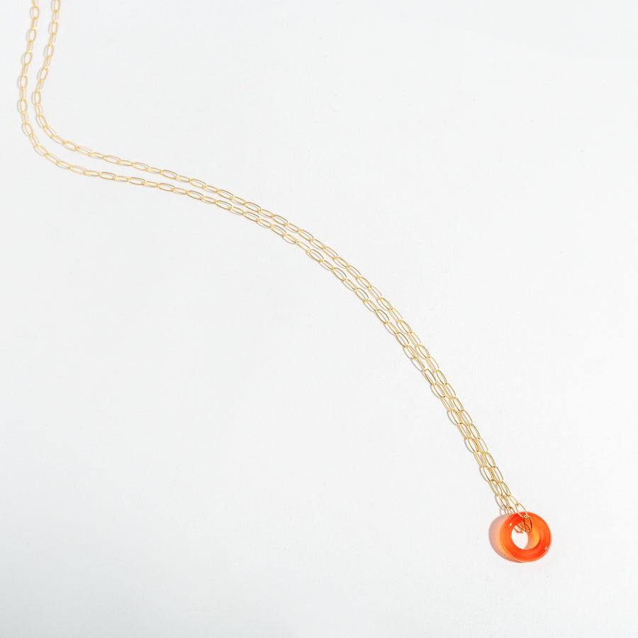 CARNELIAN DONUT CIRCLE NECKLACE