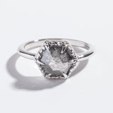 CLAW PRONG SALT AND PEPPER SOLITARE RING
