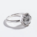CLAW PRONG SALT AND PEPPER SOLITARE RING