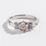 CHAMPAGNE DIAMOND HEXAGON 5 STONE ENGAGEMENT RING