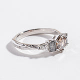 CHAMPAGNE DIAMOND HEXAGON 5 STONE ENGAGEMENT RING