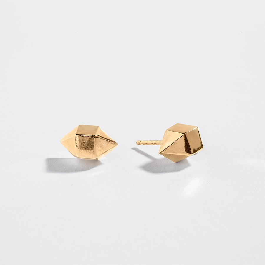 DOUBLE TERMINATED CRYSTAL NUGGET STUDS  | 14K GOLD