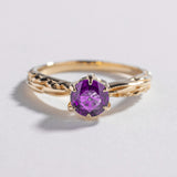 FACETED MATRIX SOLITAIRE ENGAGEMENT RING | 14K GOLD & AMETHYST