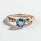FACETED MATRIX SOLITAIRE ENGAGEMENT RING | 14K GOLD & AQUAMARINE
