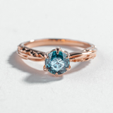 FACETED MATRIX SOLITAIRE ENGAGEMENT RING | 14K GOLD & AQUAMARINE