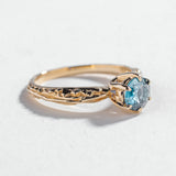 FACETED MATRIX SOLITAIRE ENGAGEMENT RING | 14K GOLD & AQUAMARINE