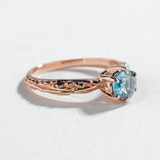 FACETED MATRIX SOLITAIRE ENGAGEMENT RING | 14K GOLD & AQUAMARINE